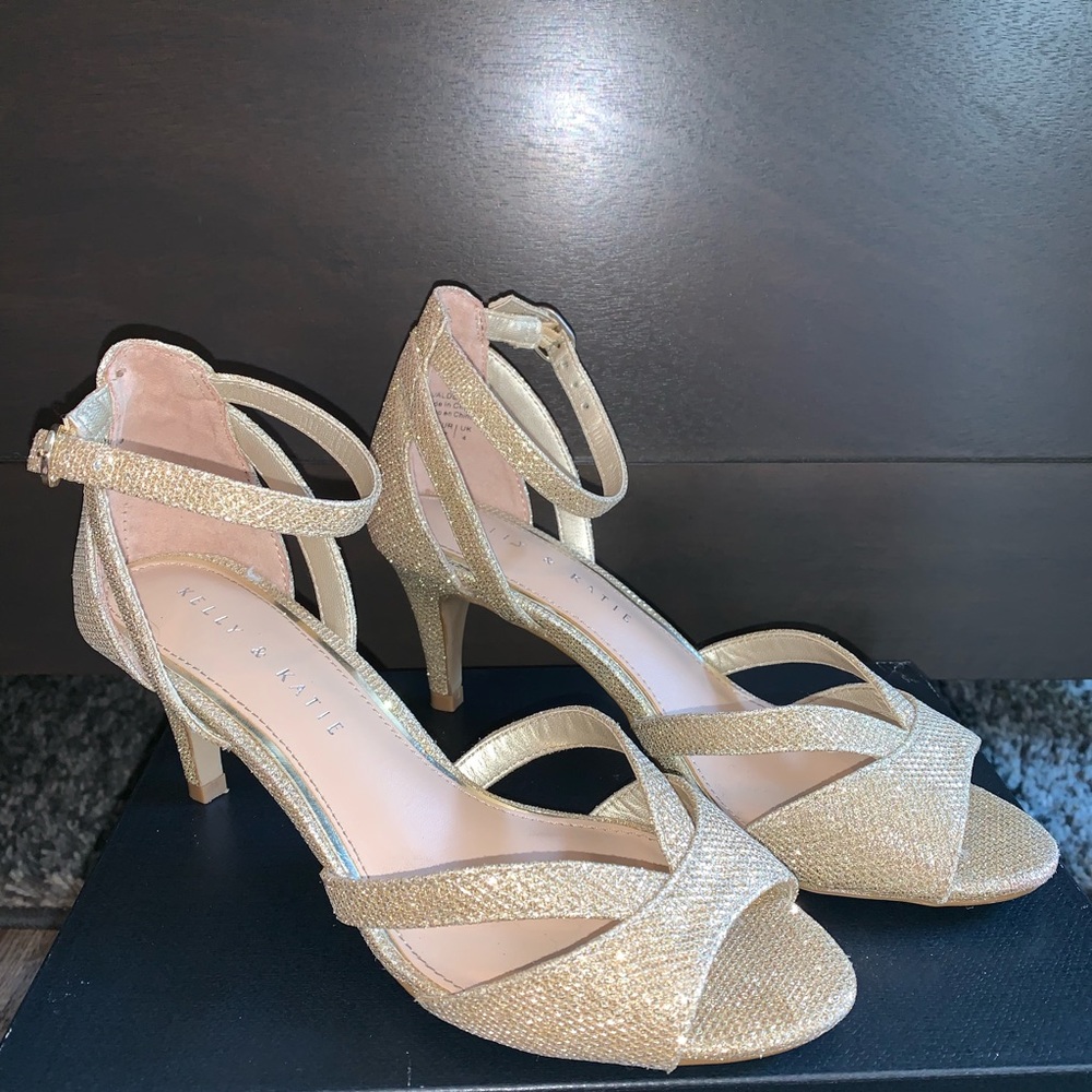 Gold sparkly high heels